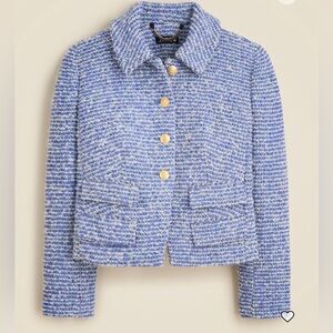 J. Crew Lucie Boucle Jacket Blue with Gold Buttons